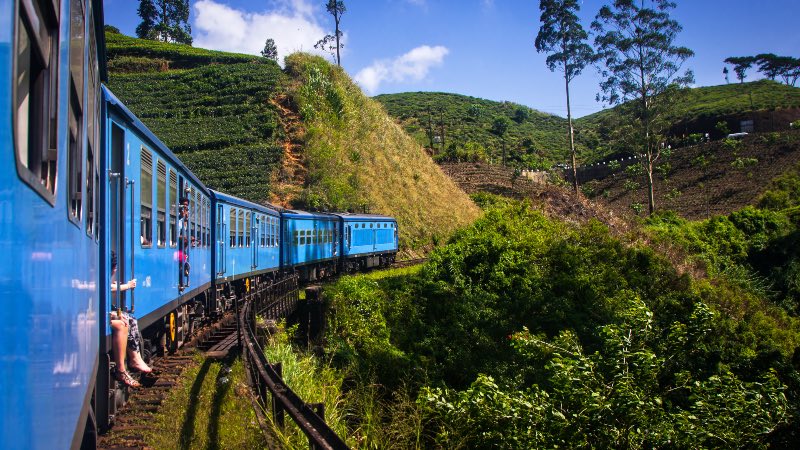 Heading on the train through the Kandy countryside