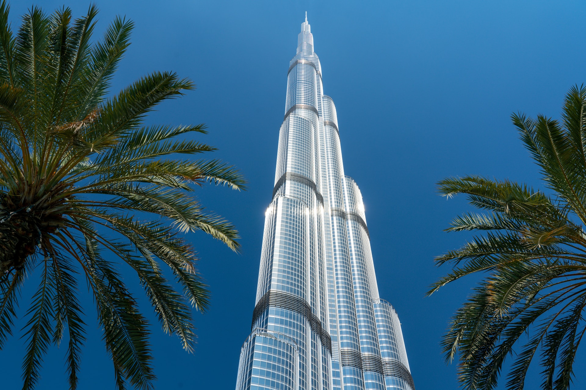 An iconic towering structure soaring into the Dubai skyline, the Burj Khalifa stands as a modern marvel of architecture and engineering. 