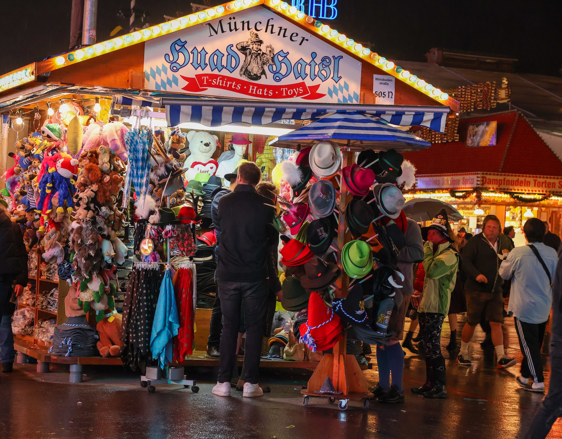 Charming image of a toy shop at Oktoberfest, radiating a lively atmosphere, capturing the spirit of the festive celebration.